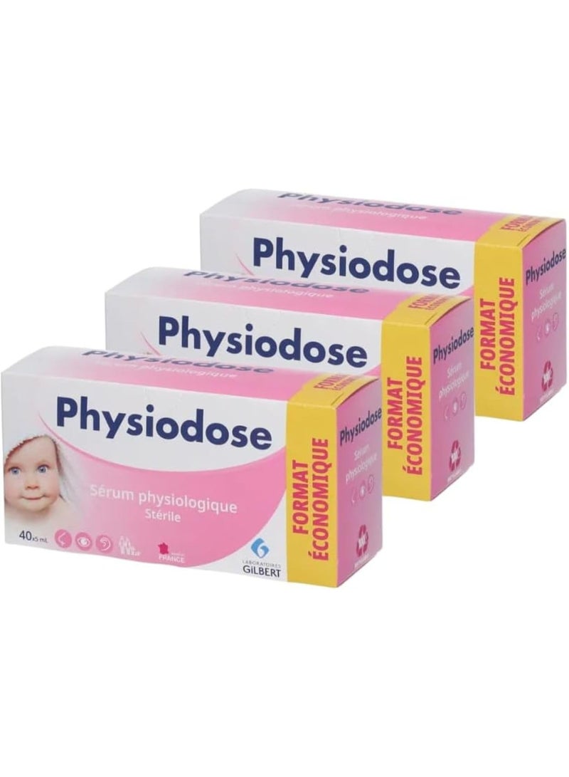 Physiodose Physiological Serum - 3 Boxes of 40 Single Doses, 40 Count (Pack of 3) - Image 1